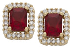 Cubic Zirconia/Ruby Rectangle Earrings