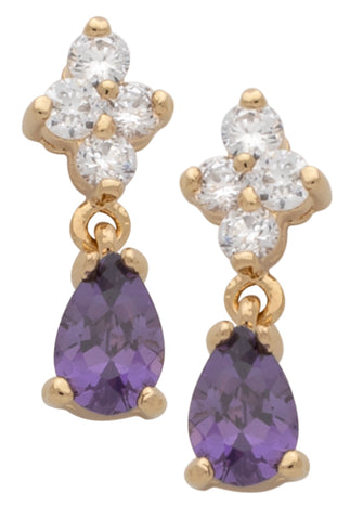 Cubic Zirconia Amethyst Earrings