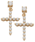 Cubic Zirconia Hanging Cross Earrings