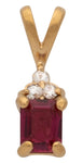 Cubic Zirconia Ruby Rectangle Pendant