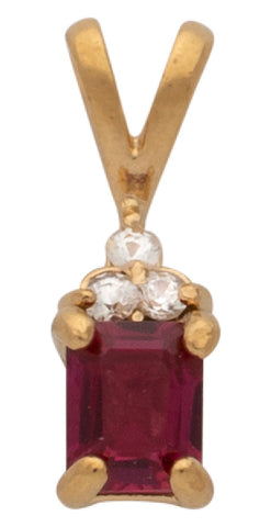 Cubic Zirconia Ruby Rectangle Pendant