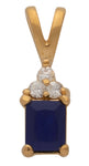 Cubic Zirconia Sapphire Rectangle Pendant