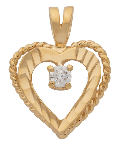 Cubic Zirconia Diamond Heart Pendant