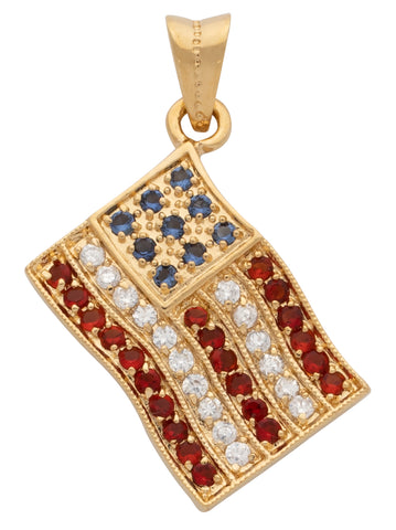 Cubic Zirconia American Flag Pendant