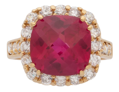 Ladies Cubic Zirconia / Ruby Stone Ring