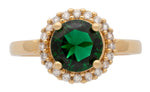 Ladies Cubic Zirconia / Emerald Center Stone Ring