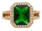 Ladies Cubic Zirconia / Emerald Square Stone Ring