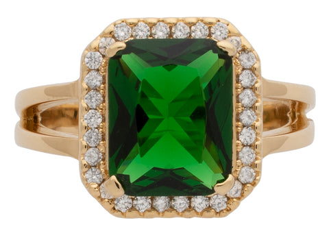 Ladies Cubic Zirconia / Emerald Square Stone Ring