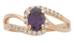 Ladies Cubic Zirconia / Purple Oval Stone Ring