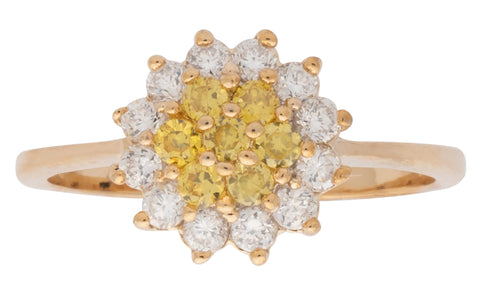 Ladies Cubic Zirconia / Yellow Center Stones Ring