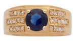 Men's Cubic Zirconia / Blue Round Center Stone Ring