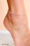 Purple, Yellow, Orange Crystal Bead Anklet