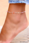 Purple, Yellow, Orange Crystal Bead Anklet