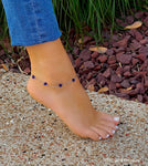 Dark Blue Cat's Eye Heart Anklet