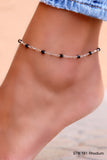 Ladies Black Round Bead Anklet