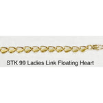 Ladies Floating Heart Link Bracelet