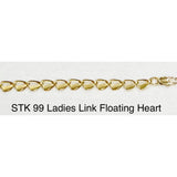 Ladies Floating Heart Link Bracelet