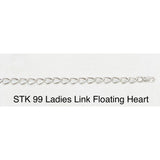 Ladies Floating Heart Link Bracelet